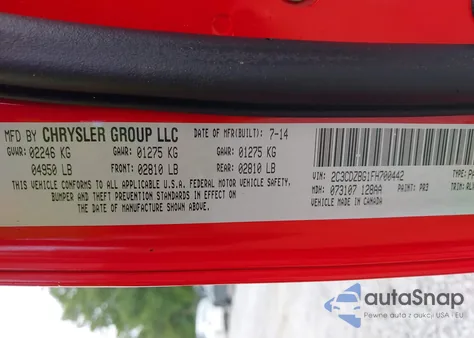 2015 Dodge Challenger Sxt Plus из США, поврежденный, VIN 2C3CDZBG1FH700442